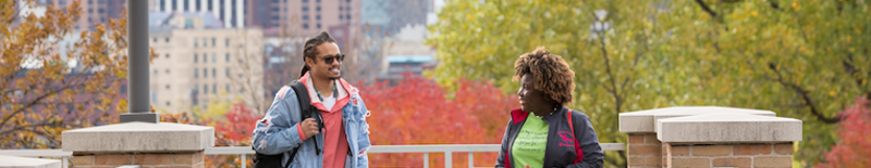 two students on Saint Paul campus in fall