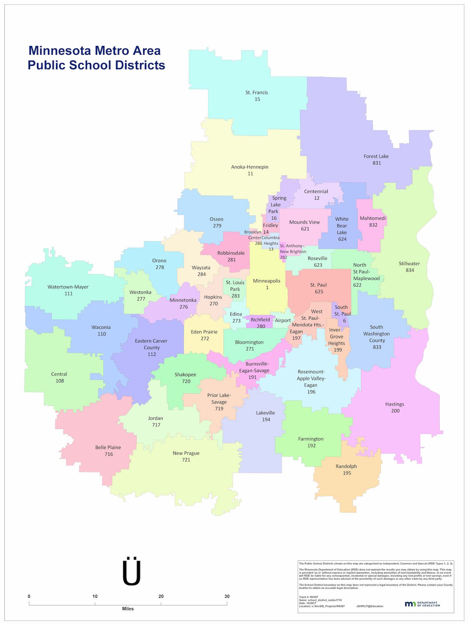 Map of all metro area school districts as listed on this web page