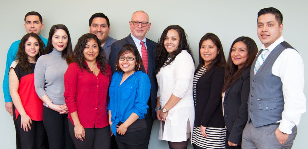 From left, Kimberly Veles-Espinoza, Moises Delatorre, Marinda Rodriquez, Michel Morales-Martinez, Pedro Gutierrez, Alondre Velazquez, Head Consul of the Consulate of Mexico in Saint Paul Alberto Fierro, Silvia Garcia, Danna Pena, Sandra Velasquez Hernandez, and Diego Hernandez.