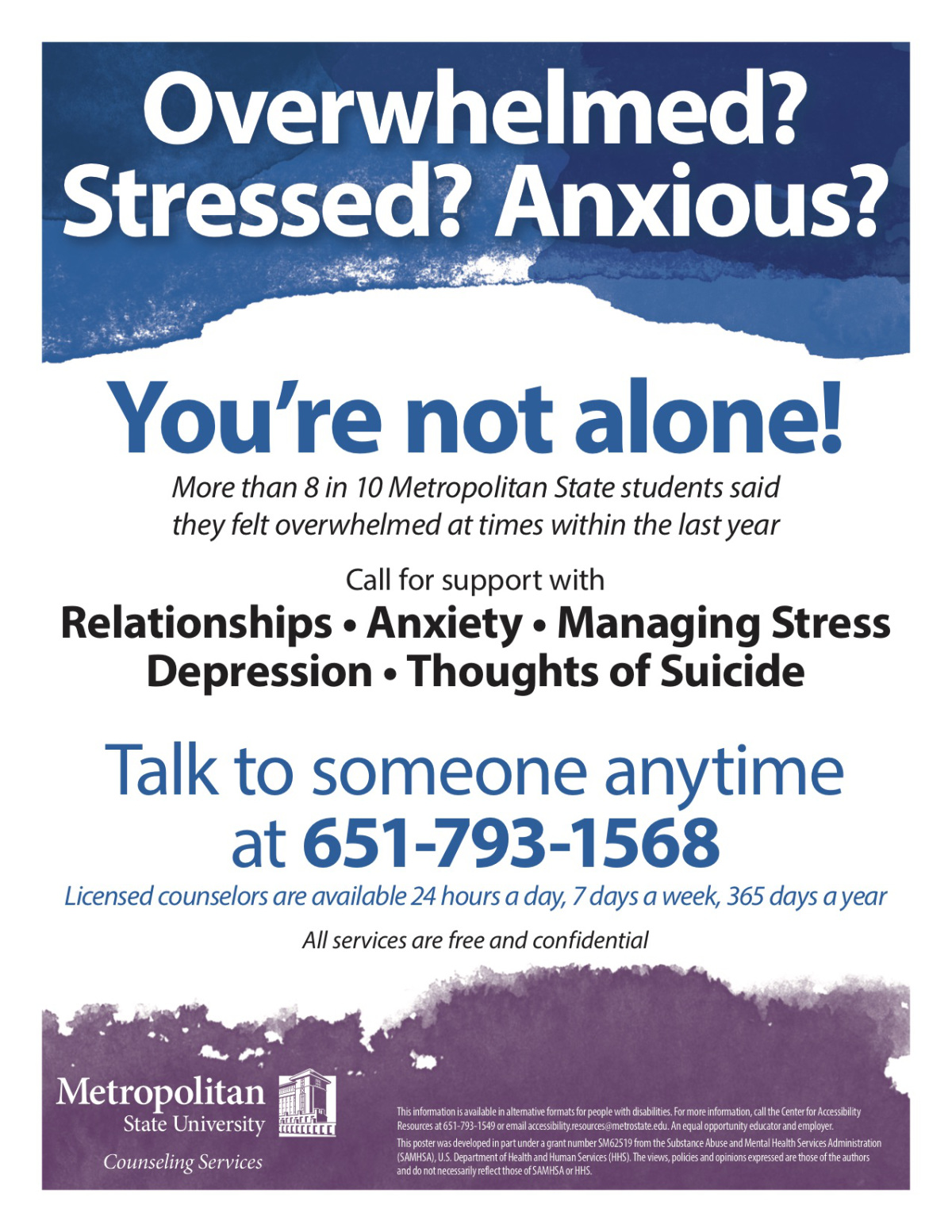 24/7 support from Counseling Services Metropolitan State