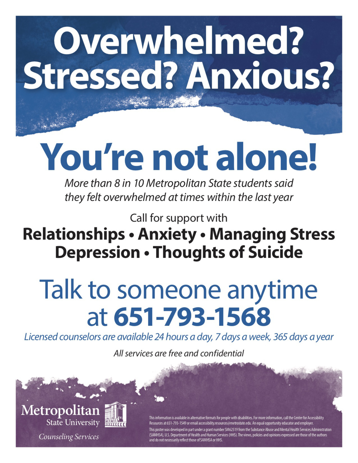 24-7 Counseling services poster