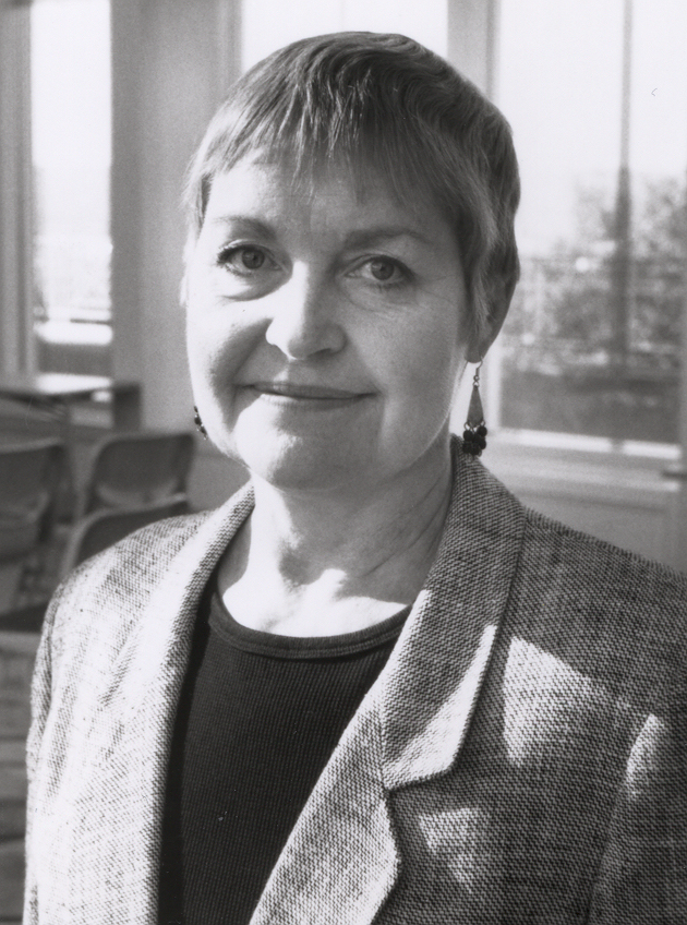 A black and white photo of Nancy Black