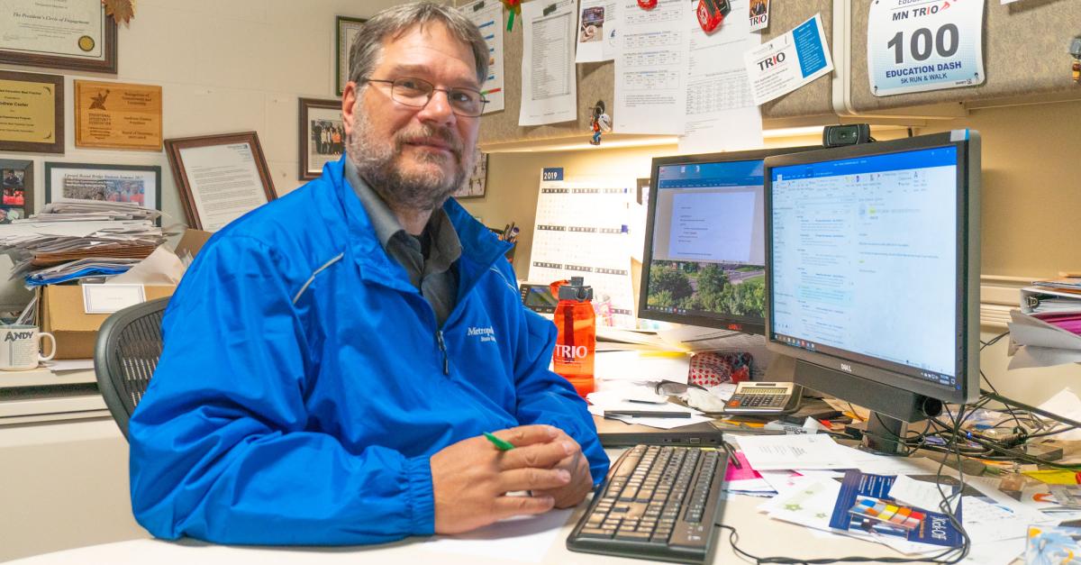 Andrew Cseter at his desk