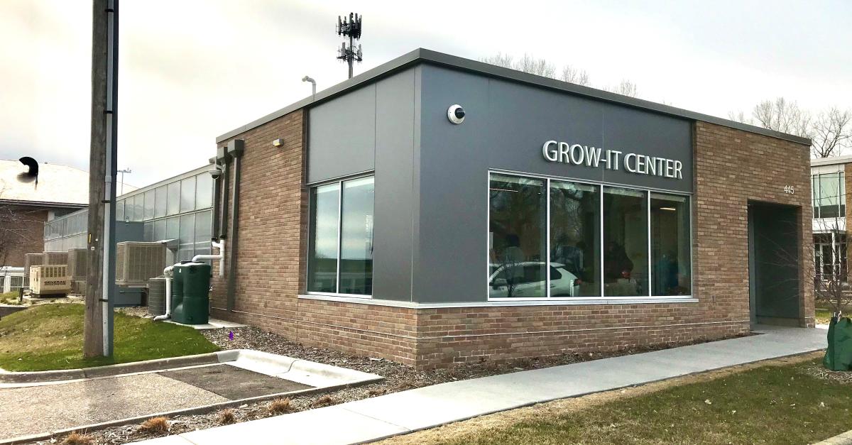 Metro State University's GROW-IT Center, as seen from Maria Avenue