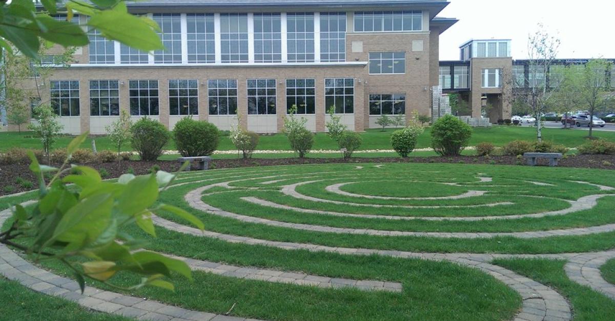 Metro State labyrinth and library building