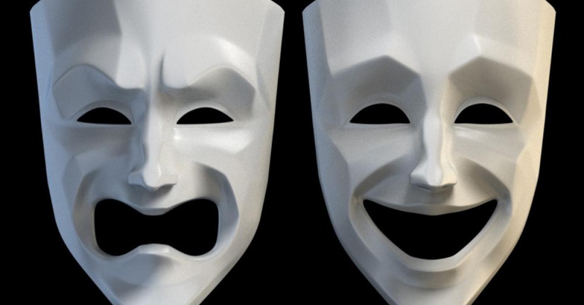 White masks of comedy and tragedy
