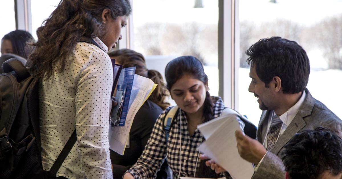 Students at a career fair