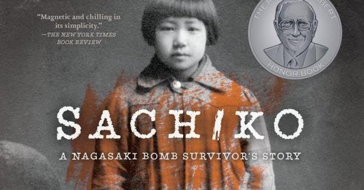 Sachiko book cover showing Japans girl, six years old, standing next to a leather-covered seat.