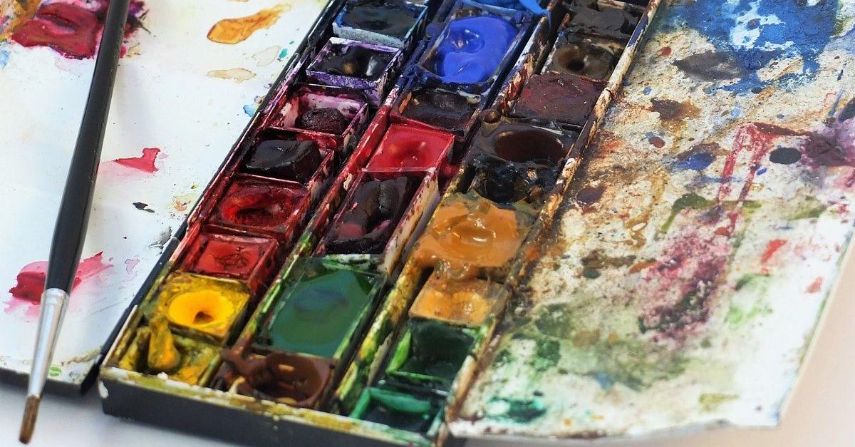 A set of watercolor paints.