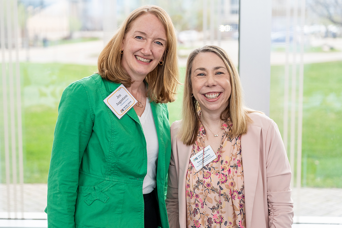 Metro State University Foundation Board Chair, Jeanette Augustson, and Executive Director and Associate Vice President of University Advancement, Rachel Hughes.