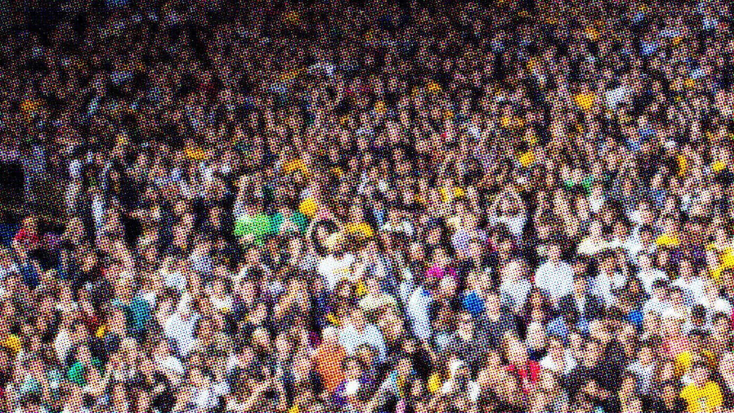 Crowd photo, pixelated