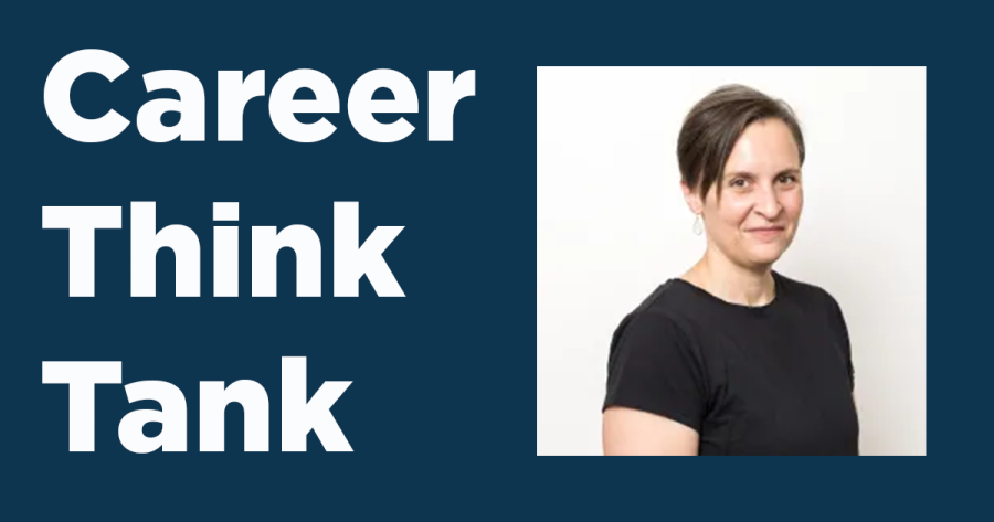 Career Think Tank, with a portrait of a person wearing a black short-sleeved top