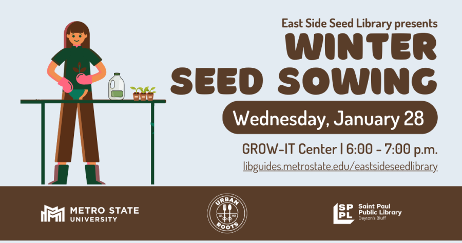 An illustration of a person planting at a table, Winter Seed Sowing Wednesday, January 28
