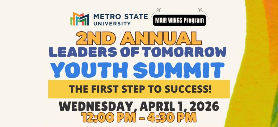 second annual leaders of tomorrow youth summit Wednesday, April 1, 12 pm to 4:30 pm