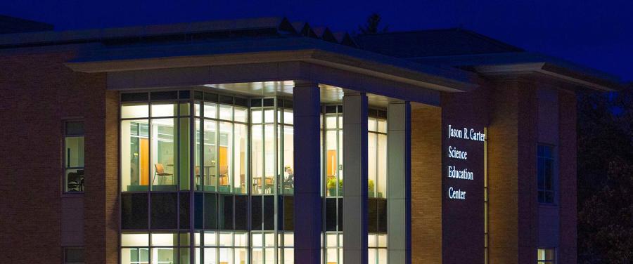 The windows and side of the Jason R. Carter Science Education Center